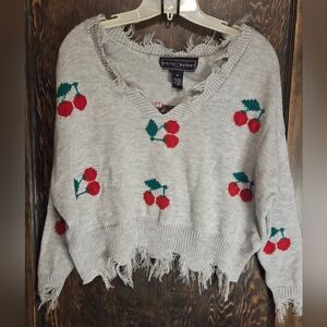 Polly & Esther Gray Cherry Sweater
